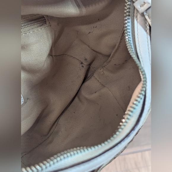 Y2K Coach Purse Hobo Beige/White Signature Patchwork Canvas and Snake Skin - Picture 7 of 10